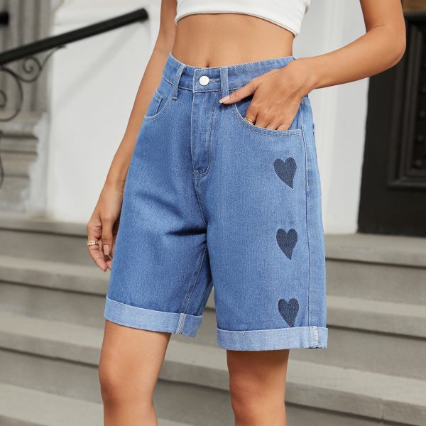 Women's Ripped Cuffed Denim Shorts