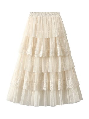 High-Waist Tiered Gauze Skirt