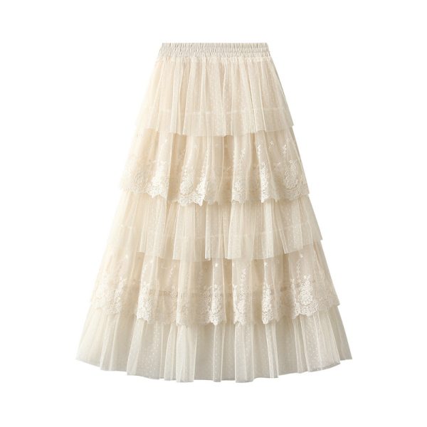 High-Waist Tiered Gauze Skirt