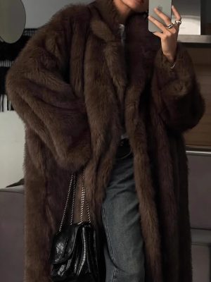 Women’s Long Faux Fox Fur Coat