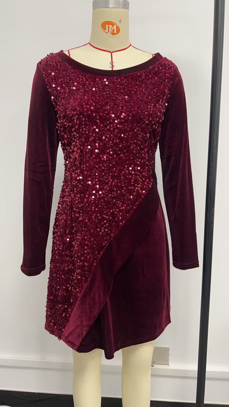 Christmas Sequin Long Sleeve Dress - Image 2
