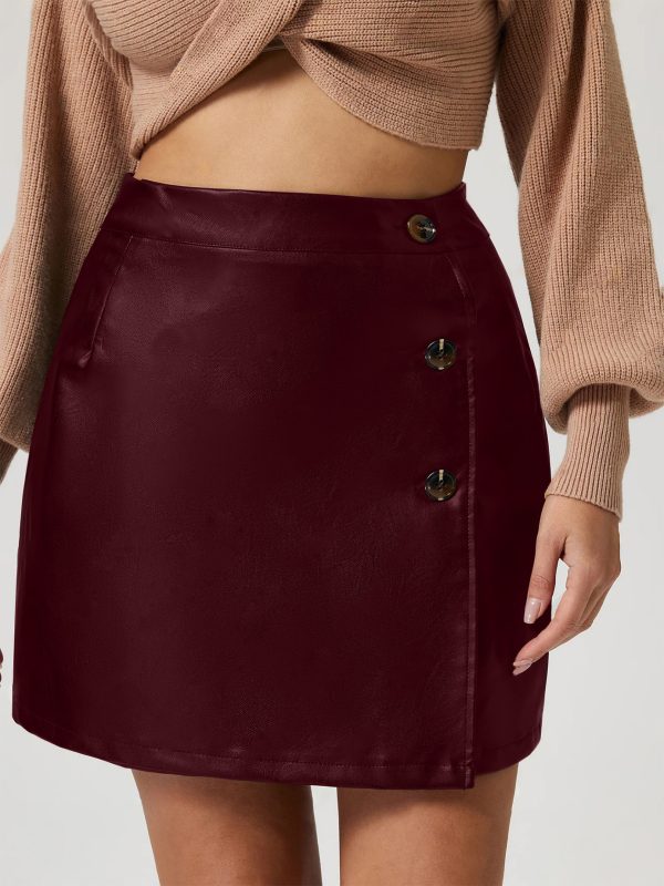 Sexy Faux Leather Sheath Skirt - Image 2