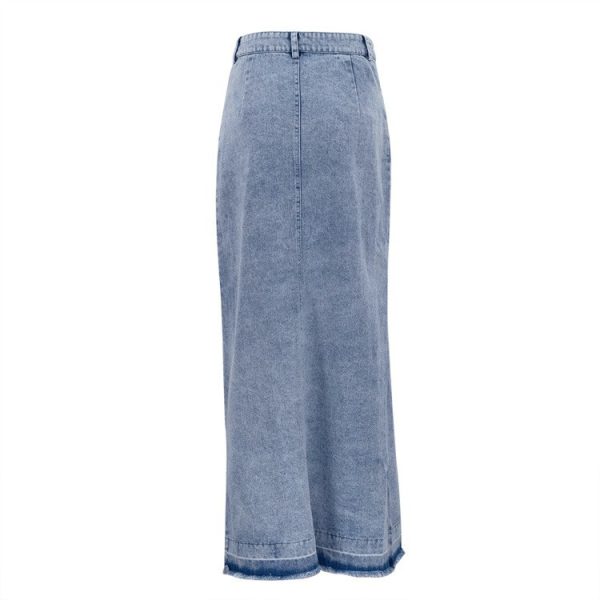 Women's Frayed High-Waist Denim Skirt - Image 4