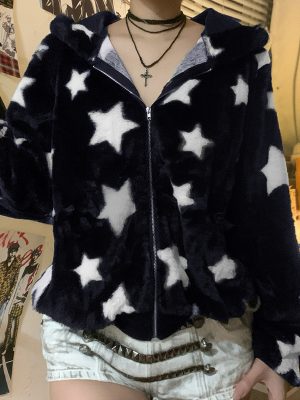 Star Hooded Plush Sweatshirt