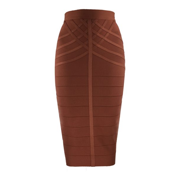 Striped High-Waist Bandage Skirt - Image 2