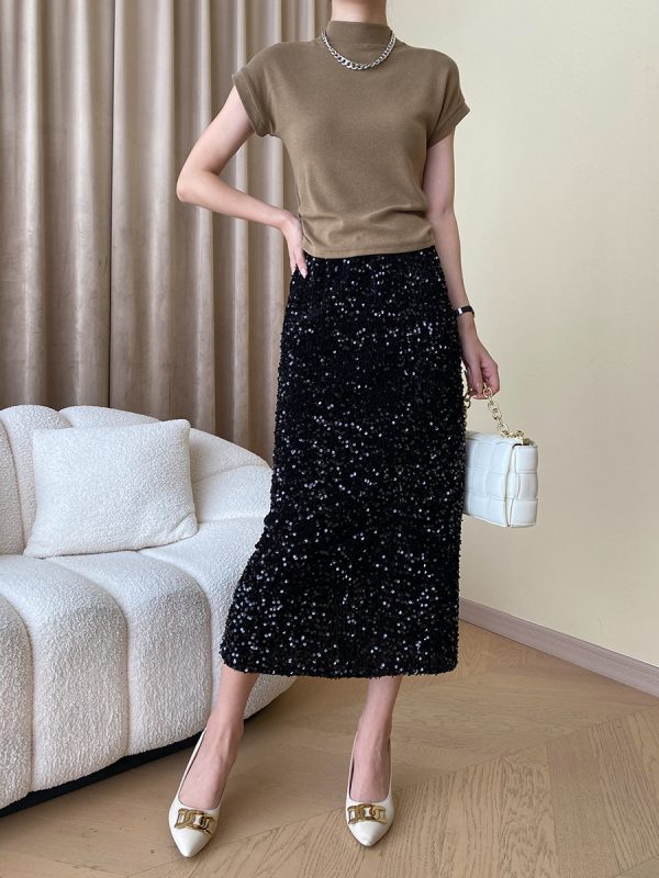 Women's Glitter Split Straight Skirt - Image 4