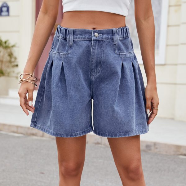 Women's Baggy Elastic Waist Denim Shorts