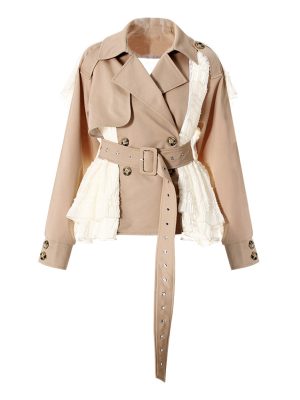 Women’s Lace Stitching Slim Trench Coat