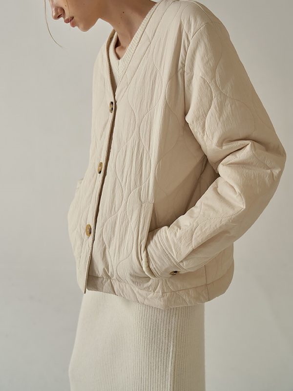 Wave Pattern Quilted Bread Coat - Image 2