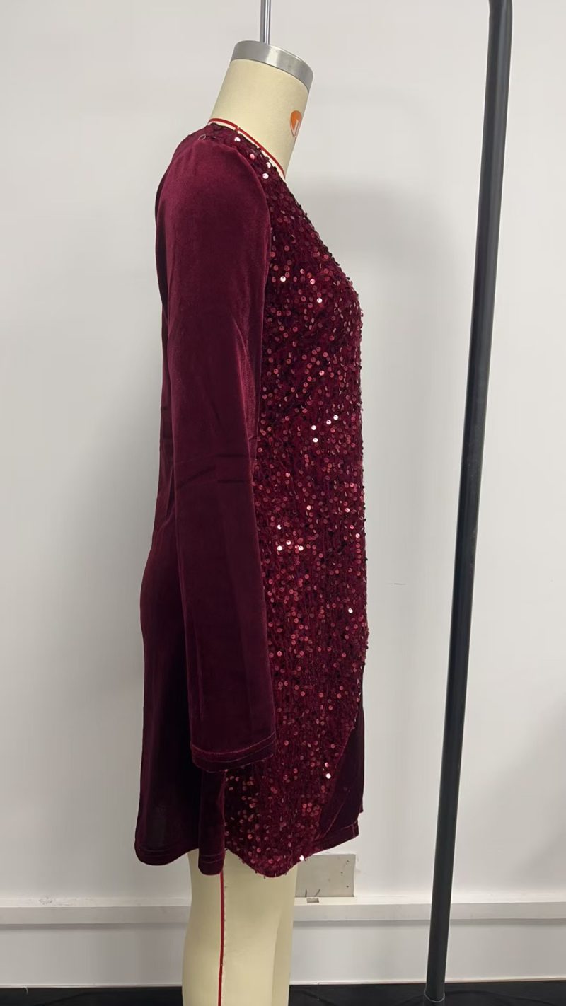 Christmas Sequin Long Sleeve Dress - Image 4