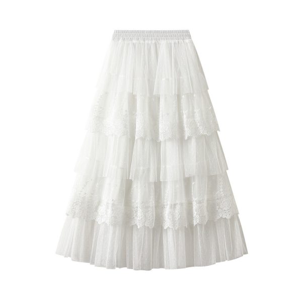 High-Waist Tiered Gauze Skirt - Image 2