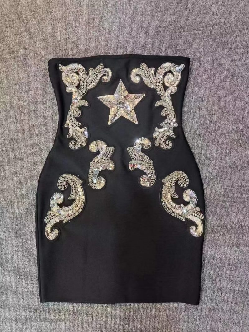 Beaded Sequin Tube Mini Dress - Image 3