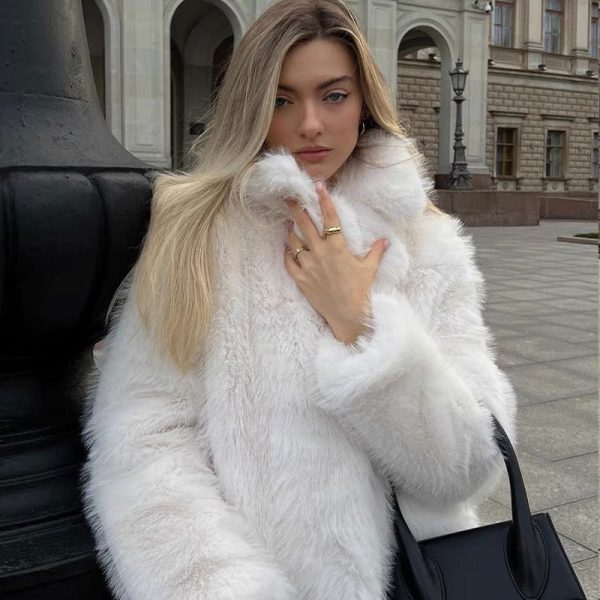 Women's Mid-Length Tuscan Faux Fur Coat - Image 3