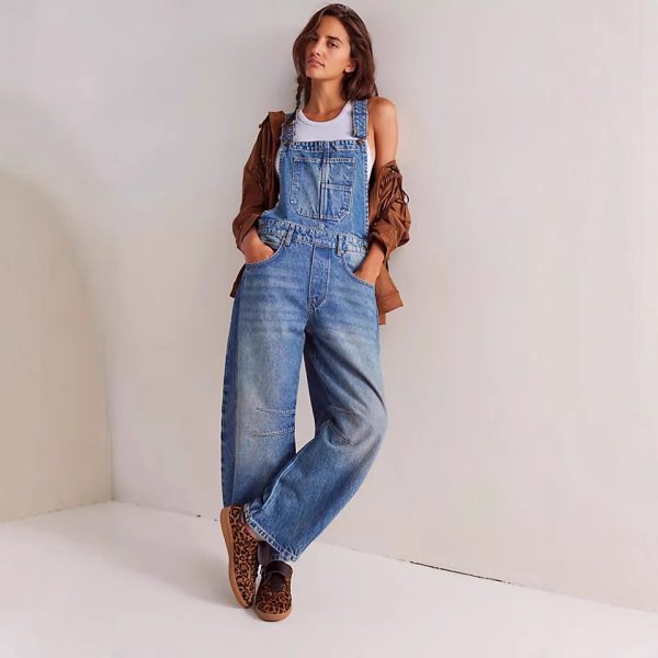 Vintage Washed Cargo Suspender Jeans