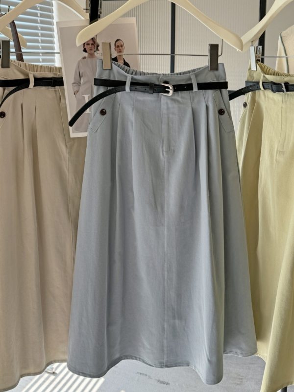 Light Cotton Pleated A-Line Skirt - Image 4