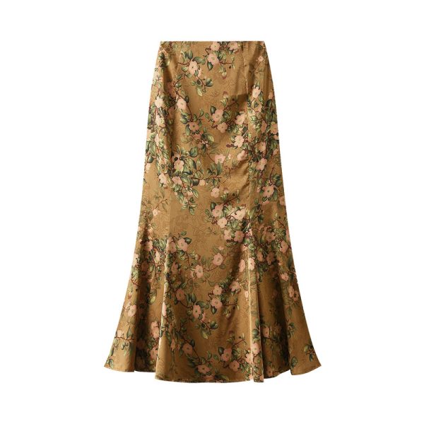 Women's Vintage Printed Fishtail Skirt