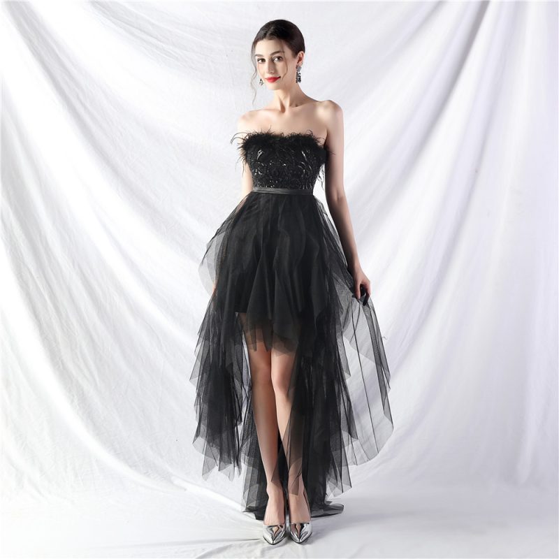 Feather Sequin High-Low Dress - Image 2