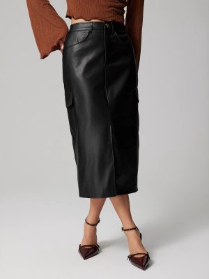 High-Waist Slim Fit Faux Leather Skirt