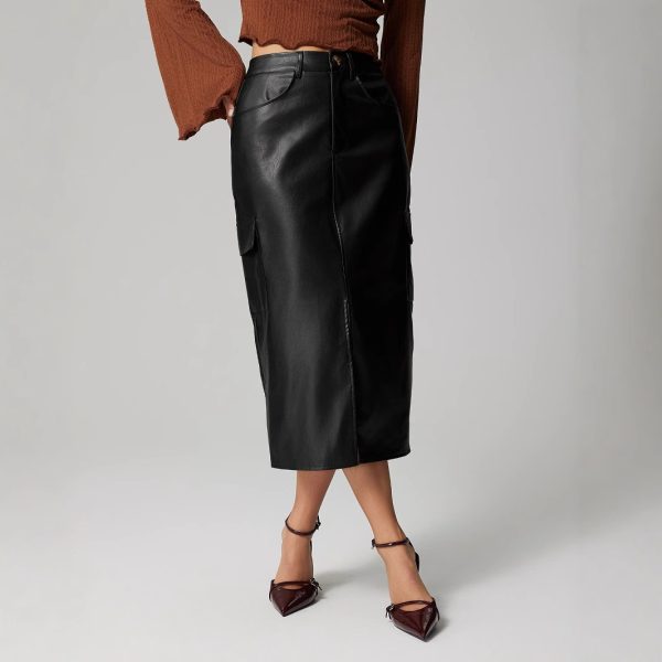 High-Waist Slim Fit Faux Leather Skirt