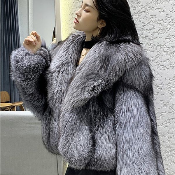 Women's Short Faux Fur Jacket - Image 4