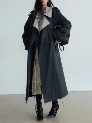 Women’s Contrast Color Casual Trench Coat