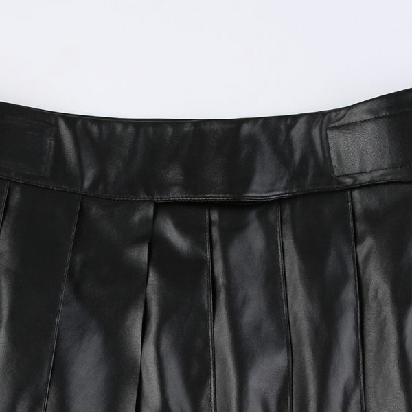 Punk Velcro Leather Mini Skirt - Image 4