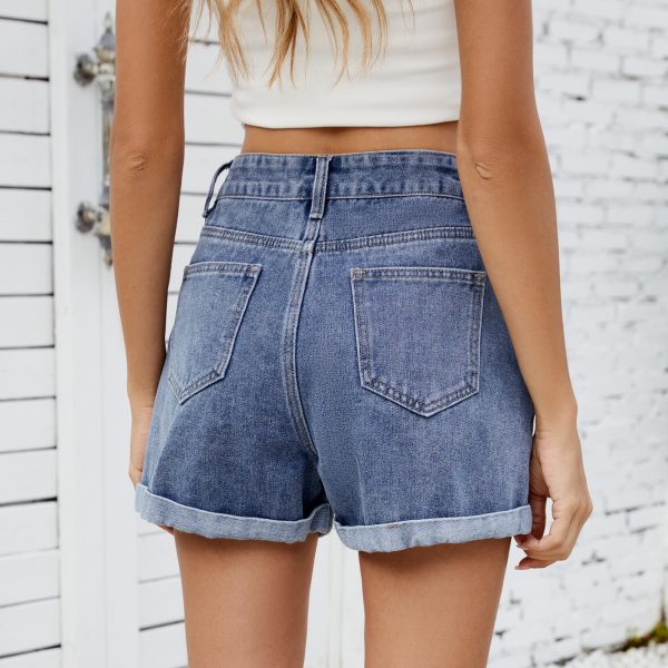 Women's Cherry Embroidered Denim Shorts - Image 4