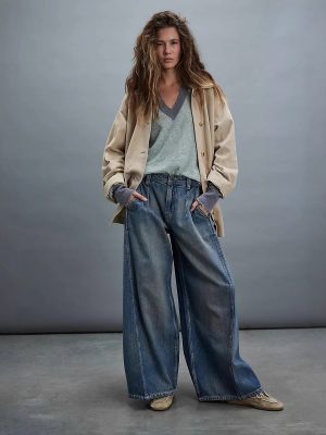 Washed Wide-Leg Loose Jeans