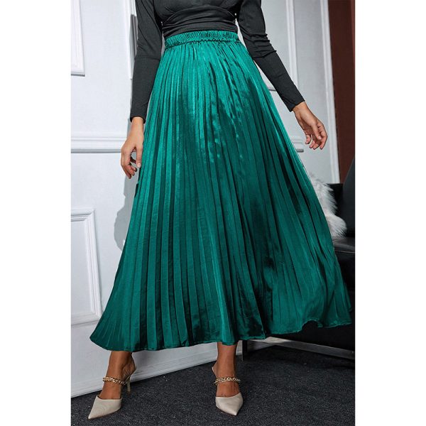 Satin Pleated High Waist Skirt - Image 3