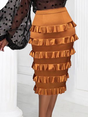 Wooden Ear Layered Office Skirt