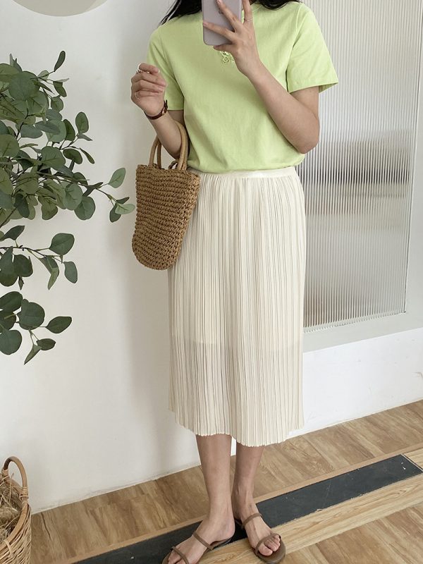 Slit Pleated High Waist Skirt - Image 4