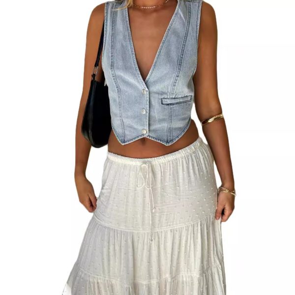 Women's Casual Denim Vest - Image 3