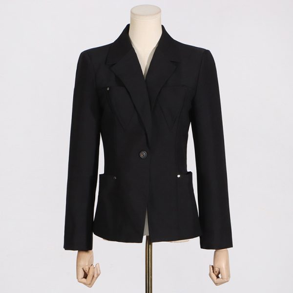 Women's Polo Collar Slim Blazer - Image 2