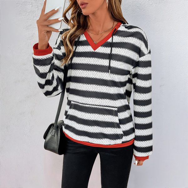 Women's Contrast Striped Hoodie - Image 3