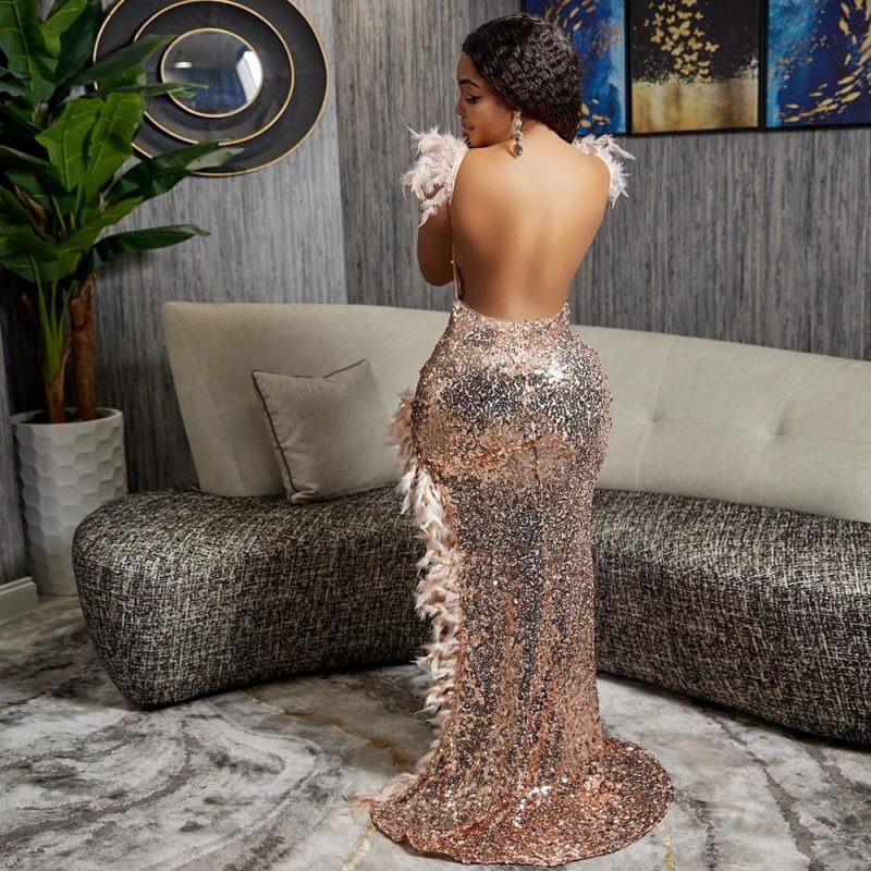 Sexy Feather Sequin Dress - Image 2