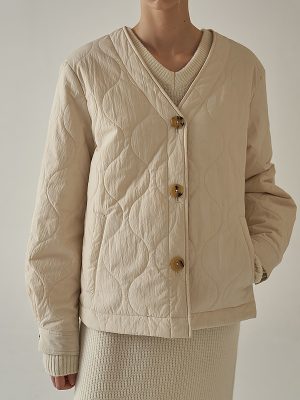 Wave Pattern Quilted Bread Coat