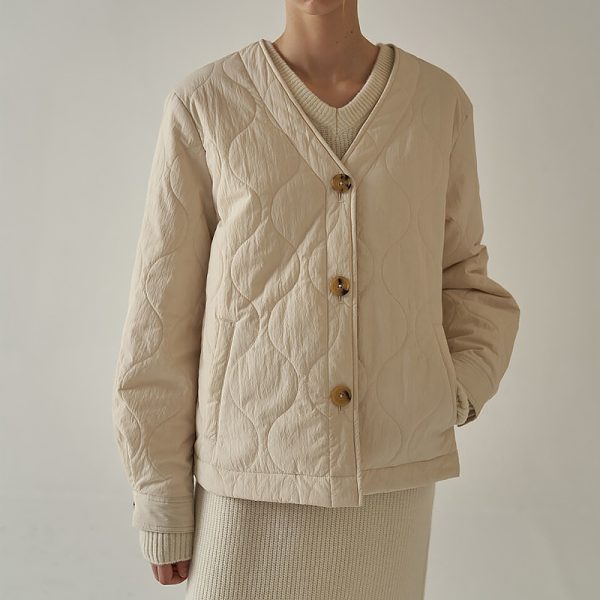 Wave Pattern Quilted Bread Coat