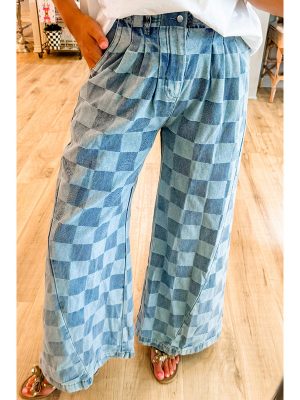 Women’s Trendy Plaid Wide-Leg Jeans