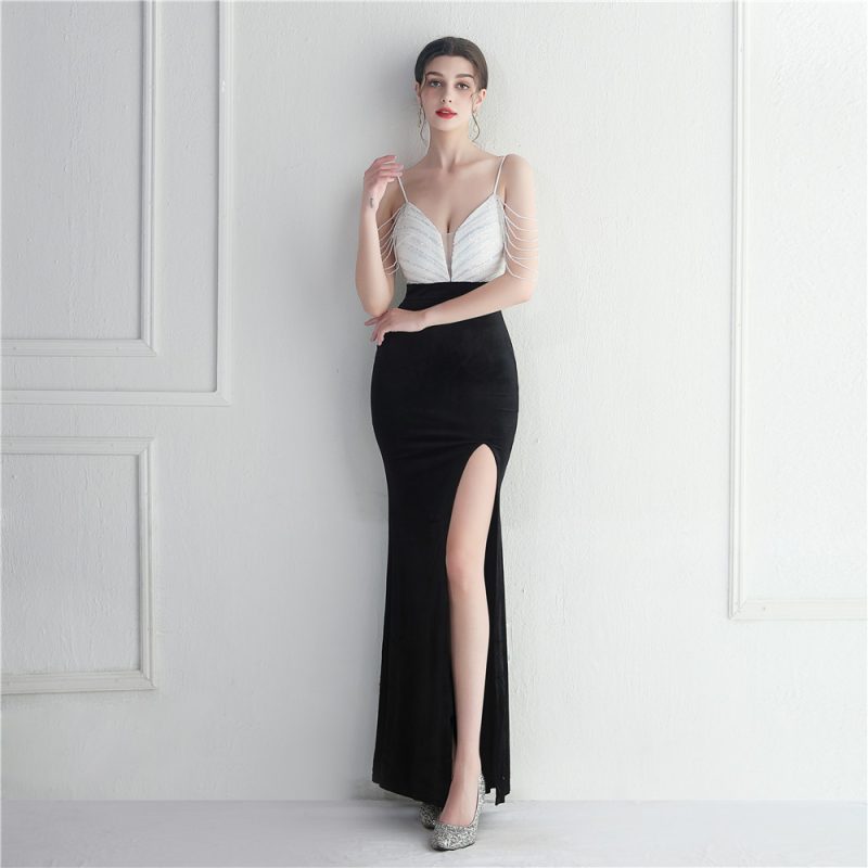 Korean Velvet Sequin Evening Dress - Image 2