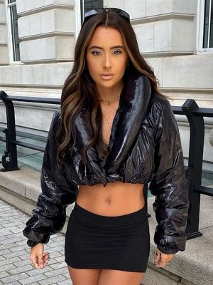 Edgy Faux Leather Winter Jacket