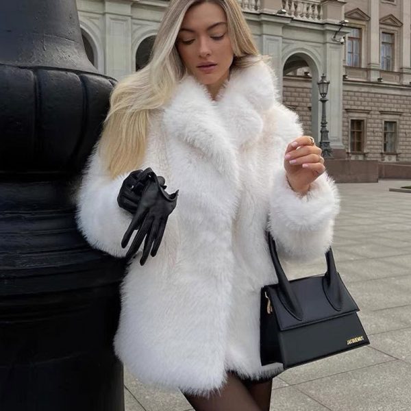 Women's Mid-Length Tuscan Faux Fur Coat - Image 2