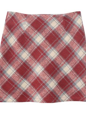 Plaid Woolen High-Waist A-Line Skirt