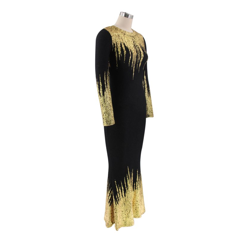 Printed Slim Fit Long Sleeve Dress - Image 3