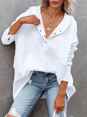 V-neck Batwing Sleeve Hoodie