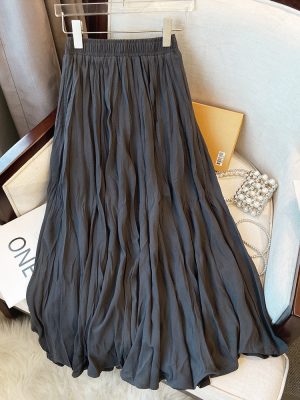 Retro Pleated A-Line Skirt