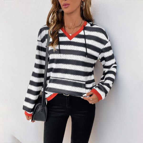 Women's Contrast Striped Hoodie - Image 2