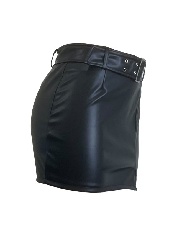 Sexy Faux Leather Sheath Skirt - Image 4