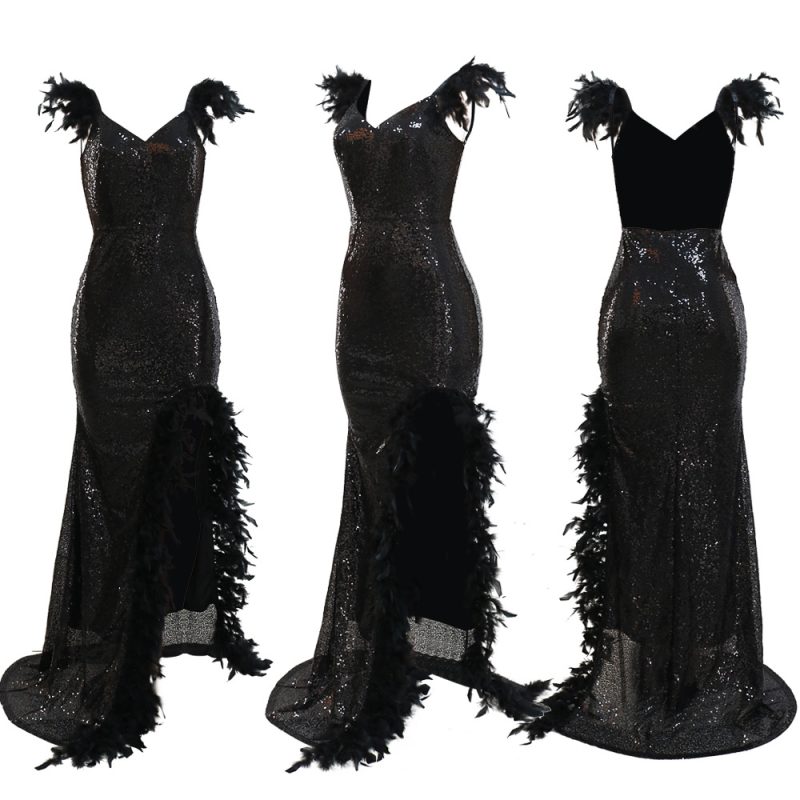Sexy Feather Sequin Dress - Image 4