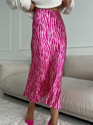 French Printed Fishtail A-Line Skirt