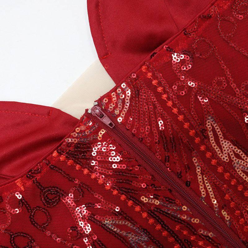 V Neck Sequined Halter Dress - Image 4